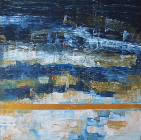 LES CIEUX - Acrylique, ors et effets divers sur bois (50x50)